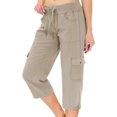 thumbnail image 1 of Mohiass Pantalons Cargo Capri pour Femmes Randonnée Légers Séchage Rapide Été Extérieur Décontracté avec Poches Kaki G, 1 of 4