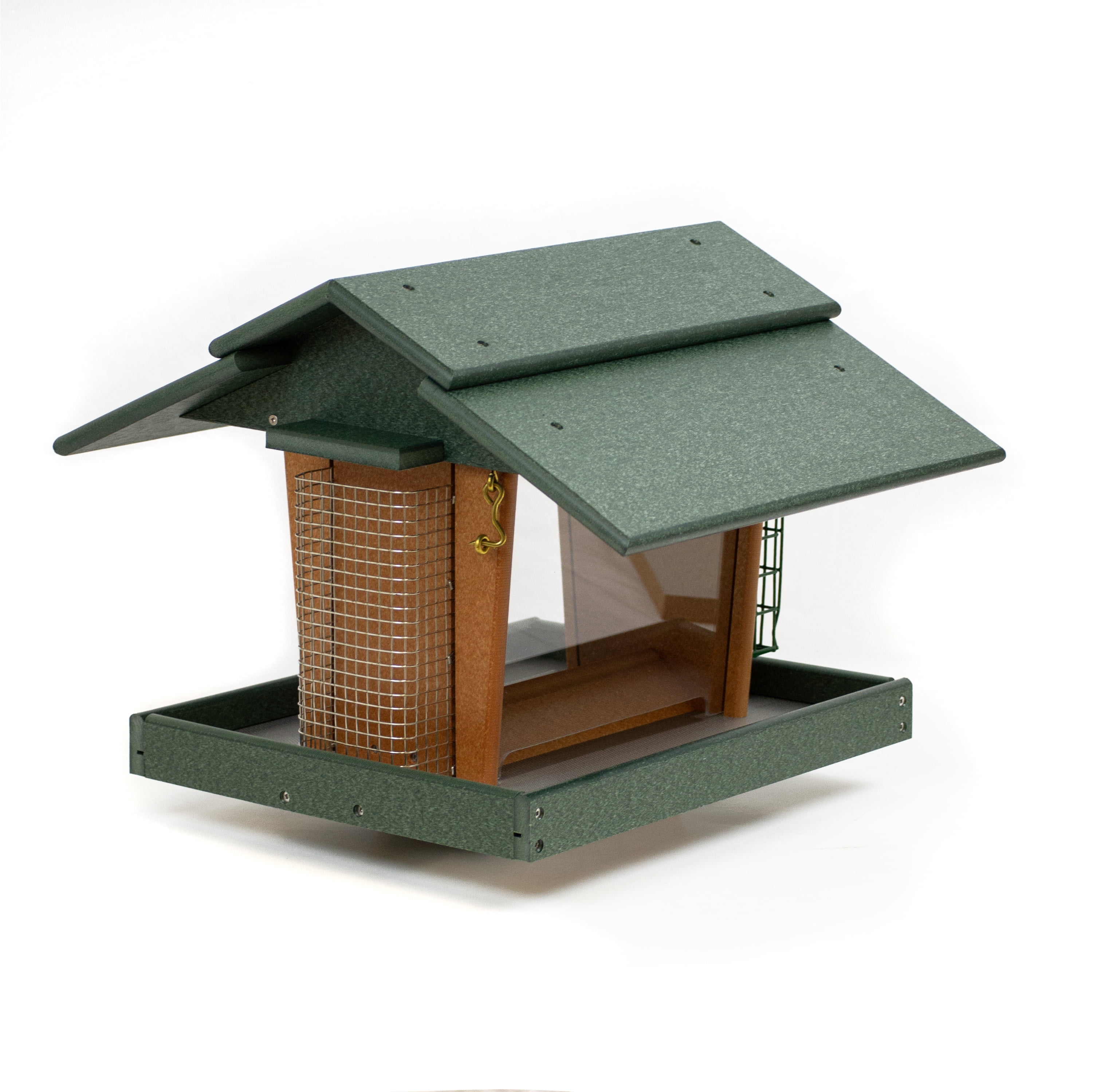 Outdoor Leisure Products Model GM2-1TGC Classic Deluxe Bird Feeder Made with High Density Poly Resin finishe in Turf Green and Cedar