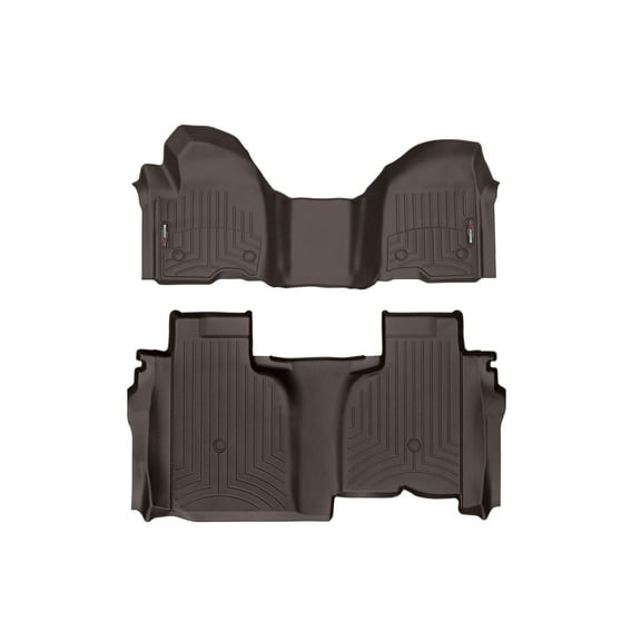 WeatherTech Custom Fit FloorLiners compatible with Sierra 2500HD/3500HD, Silverado 1500, Silverado 2500HD/3500HD - 1st Row Over-The-Hump & 2nd Row, Cocoa