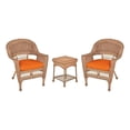 thumbnail image 1 of Jeco Ensemble de Conversation pour Patio en Résine Osier 3 Pcs, Miel et Orange, 1 of 10