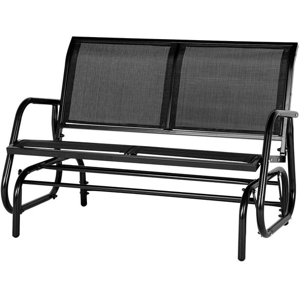 AECOJOY Steel Outdoor Glider Bench Black