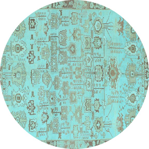 Ahgly Company Indoor Round Abstract Light Blue Modern Area Rugs, 6' Round