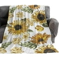 thumbnail image 2 of Farm Sunflower Blanket Soft Flannel Fleece Throw Blanket, 50"x60" Watercolor Summer Floral Warm Cozy Comfort Blankets Bedspread for Bed Sofa Couch All Seasons Use Retro Blossom Flower, 2 of 6