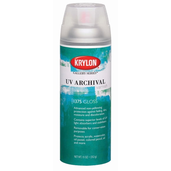 Krylon K01375000 Gallery Series UV Archival Varnish Aerosol Spray, Gloss, 11 Ounce