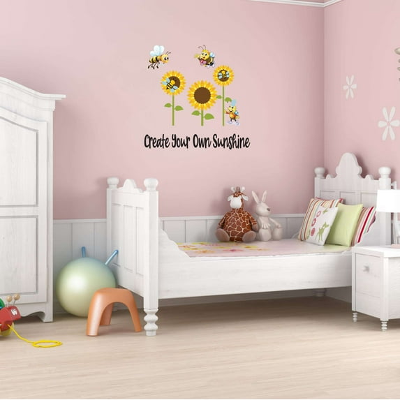Children Create your own Sunshine Cute Quotes & Sayings Wall Decal Decoration Honey Bee's theme Vinyl Wall Art Decal Quote Lasts Years and Easily Removable - Size: 40 In(W) x 40 In(H)