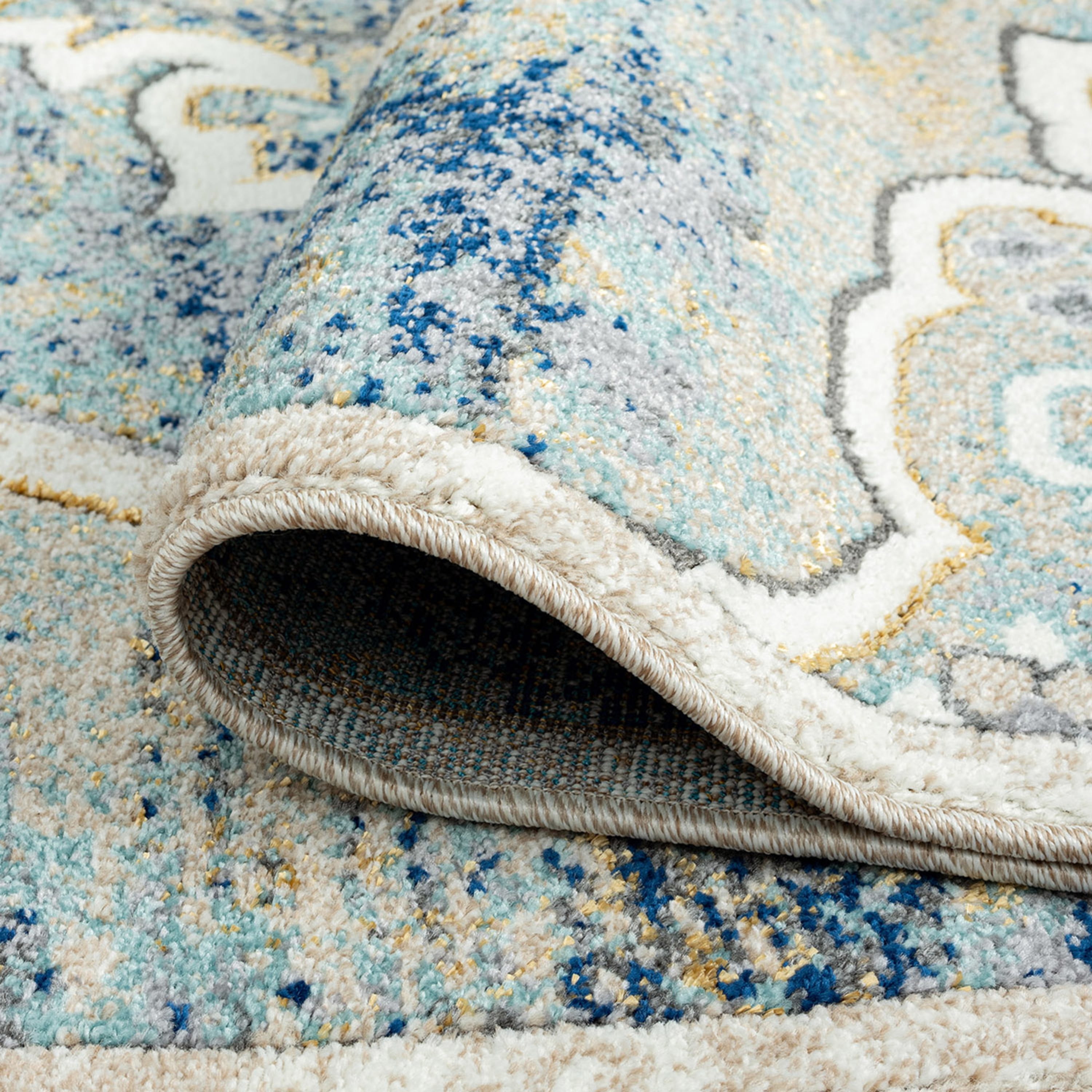 Transitional 5x8 Area Rug (5'3'' x 7'3'') Medallion Multi-Color Living Room Easy to Clean