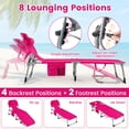 thumbnail image 6 of Costway 2 PCS Outdoor Beach Lounge Chair Folding Chaise Lounge with Pillow Pink, 6 of 9