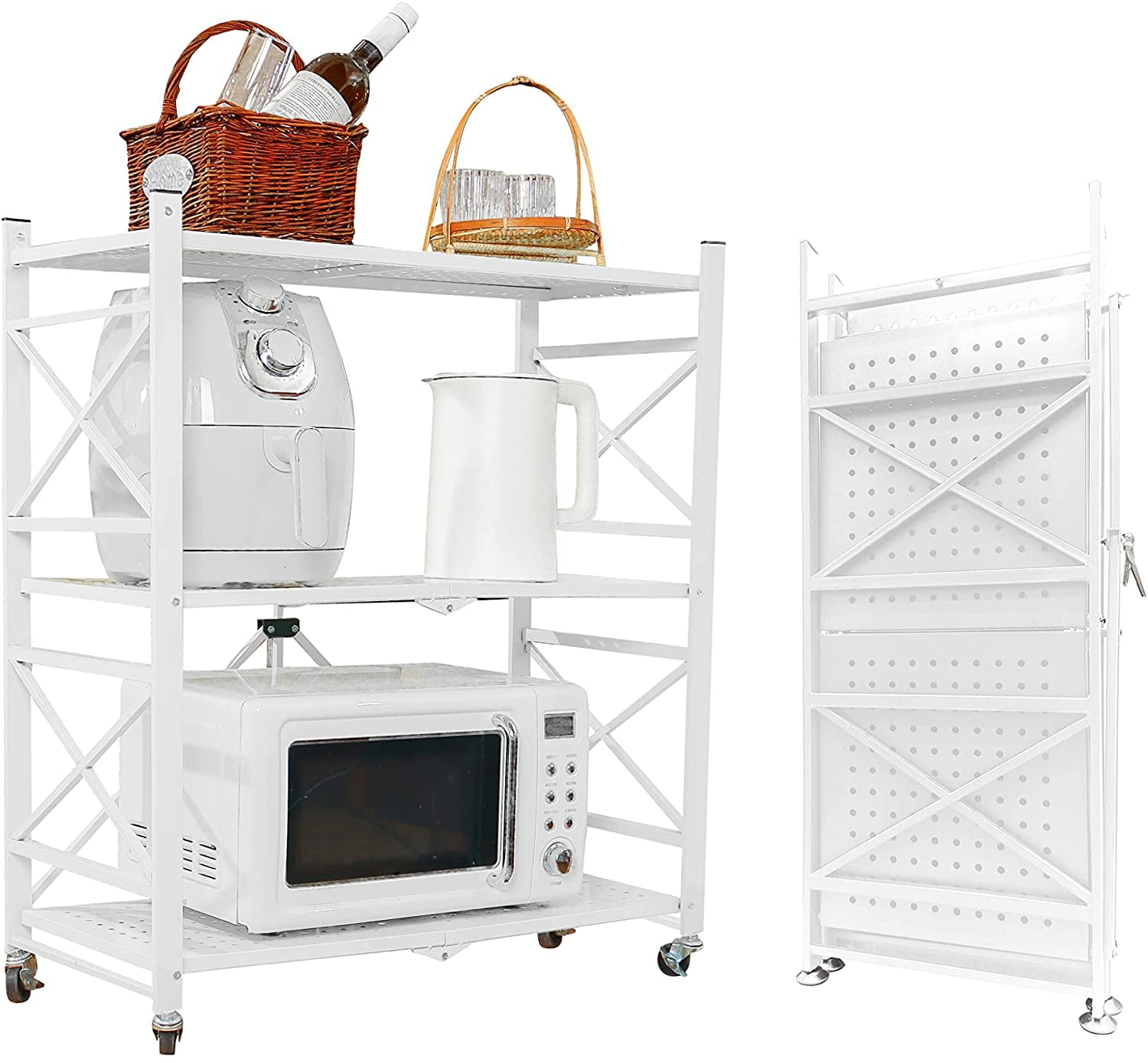 Folding Shelf 3 Tier,Folding Bookshelf,Foldable Shelf,Metal Folding