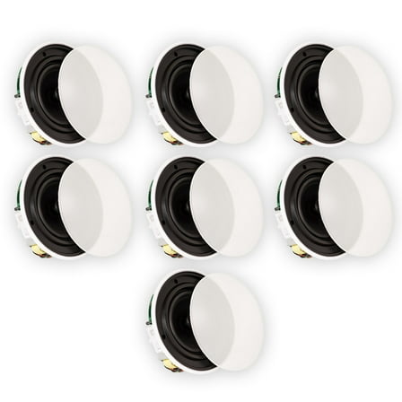 Theater Solutions TSQ670 Flush Mount 70 Volt Speakers with 6.5" Woofers In Ceiling 7 Pack