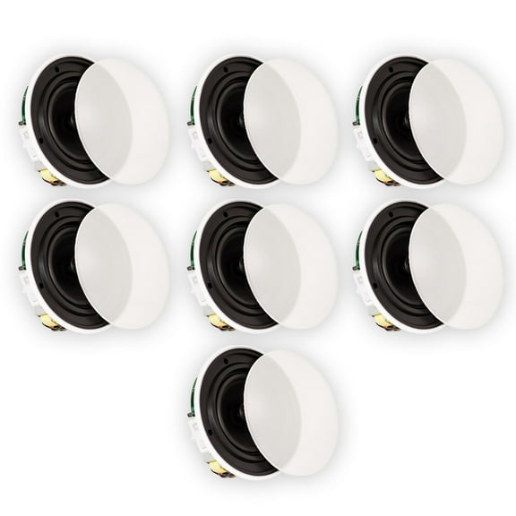 Theater Solutions TSQ670 Flush Mount 70 Volt Speakers with 6.5" Woofers In Ceiling 7 Pack
