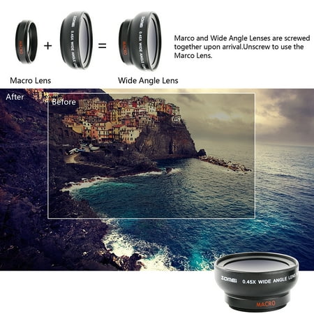 ZOMEI 2 In 1 Clip Universal Mobile Phone 0.45X Wide Angle And Macro Camera Len