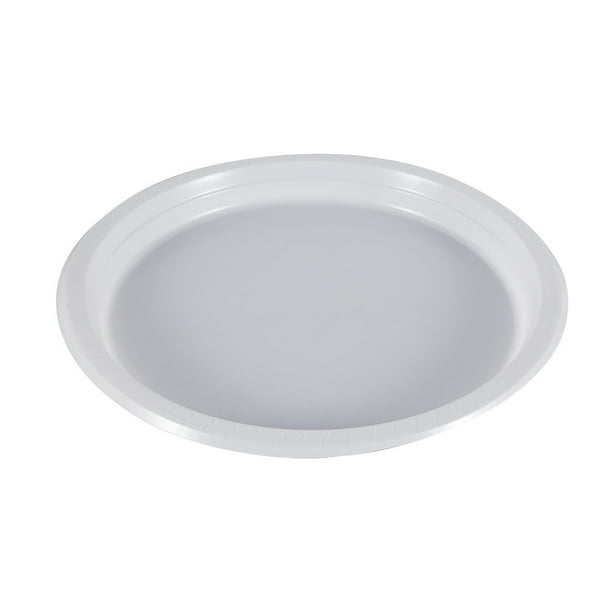 Nvzi 20Pcs 7in Plastic Dinner Plates, Disposable Plates Bulk Pack, Party Plates for BBQ, Picnic, Parties, Travel and Events, Microwavable Recyclable(White)