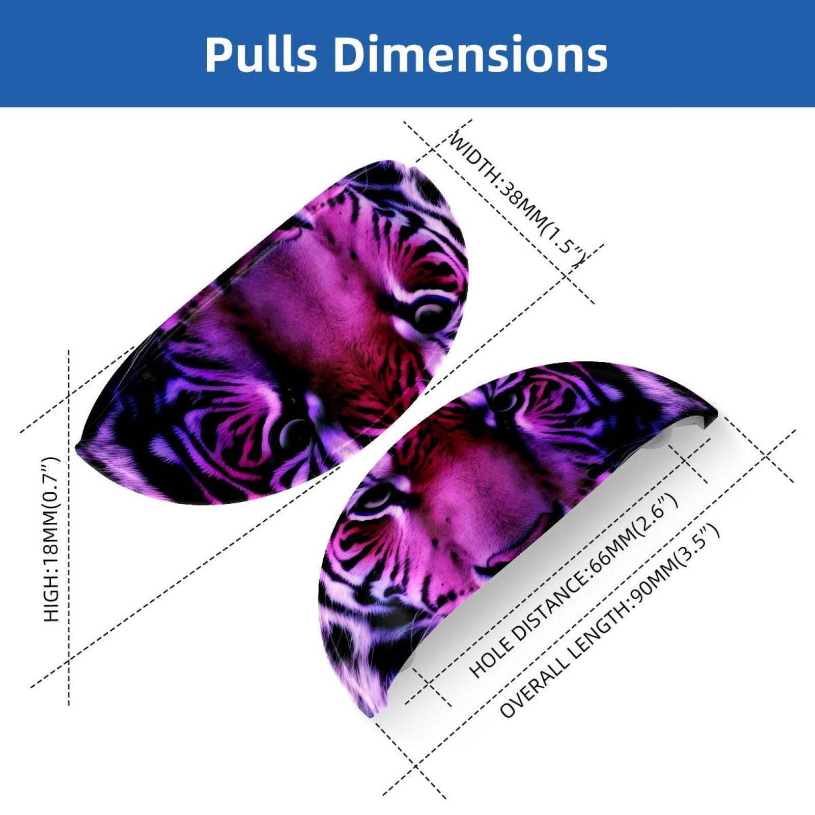PhooArto 6 Pcs Cup Drawer Pulls, Purple Tiger Head Shell Shape Handles Cabinet Knobs for Dresser Cupboard Closet Wardrobe with Screws