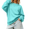 thumbnail image 3 of Womens Crewneck Sweatshirt Oversized Long Sleeve Casual Fall Outfits Long Sleeve Trendy Pullover Tops with Pockets (Sky Blue XL), 3 of 6