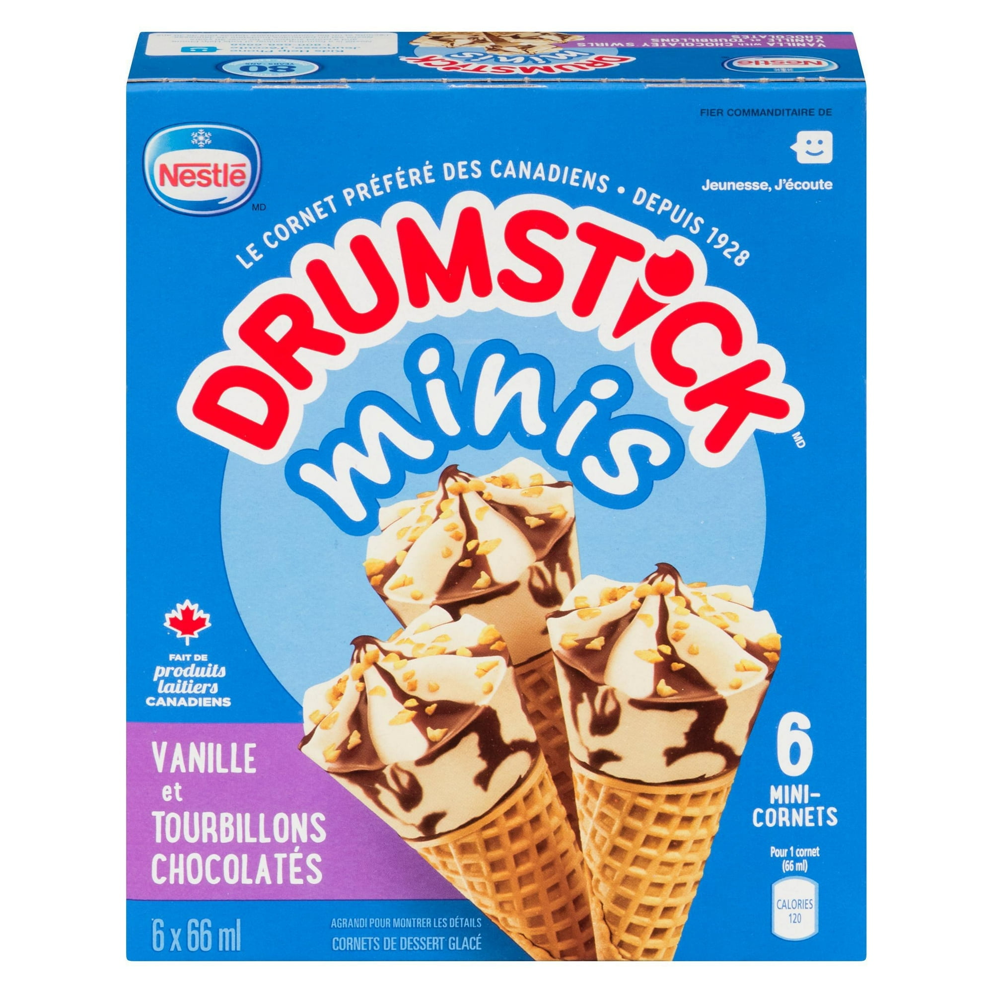 NESTLÉ® DRUMSTICK® Minis Vanilla with Chocolatey Swirl Frozen Dessert Cones