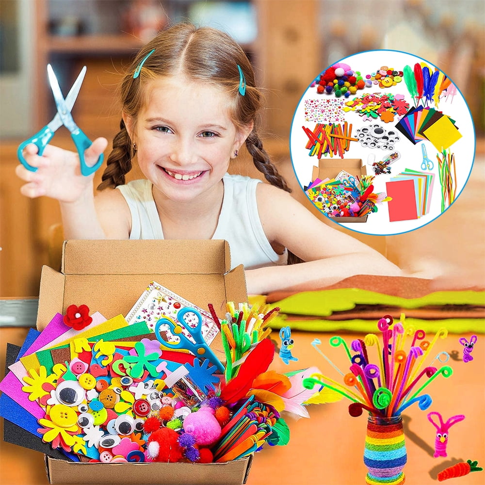Glitter & More DIY Art Craft Set Supplies for Kids Felt 1000Pcs Pipe Cleaners 