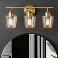 thumbnail image 5 of KAWOTI Bathroom Light Fixtures, 3-Light Vanity Light for Bathroom, Modern Vanity Lighting Fixtures with Clear Glass Shade(Antique Brass), 5 of 9