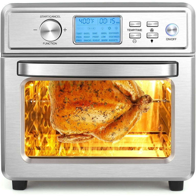 Geek Chef 24.5QT Air Fryer Toaster Oven 7-in-1 Large Airfryer Convection  Countertop Oven Combo Roast Bake Broil Reheat Fry Oil-Free Rotisserie  Dehydrator with Bake Tray Rack Basket Crumb Tray 1700W 