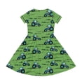 thumbnail image 2 of Uourmeti Tractor Field Pattern Girls Short Sleeve Casual Maxi Dress 2-14 Years Old Stretchy Breathable Short Sleeve Dress 1 pc, 2 of 6