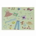 thumbnail image 1 of Heels and Dresses Cutting Board, Shopping Themed Doodle Items Cartoon Beauty Hearts and Stars Pattern, Decorative Tempered Glass Cutting and Serving Board, Small Size, Multicolor, by Ambesonne, 1 of 1