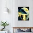thumbnail image 4 of JEUXUS Moon Over Ocean Canvas Wall Art Night Sky Canvas Prints Wall for Living Room Bedroom Bathroom Home Decor Ready to Hang Framed, 4 of 5
