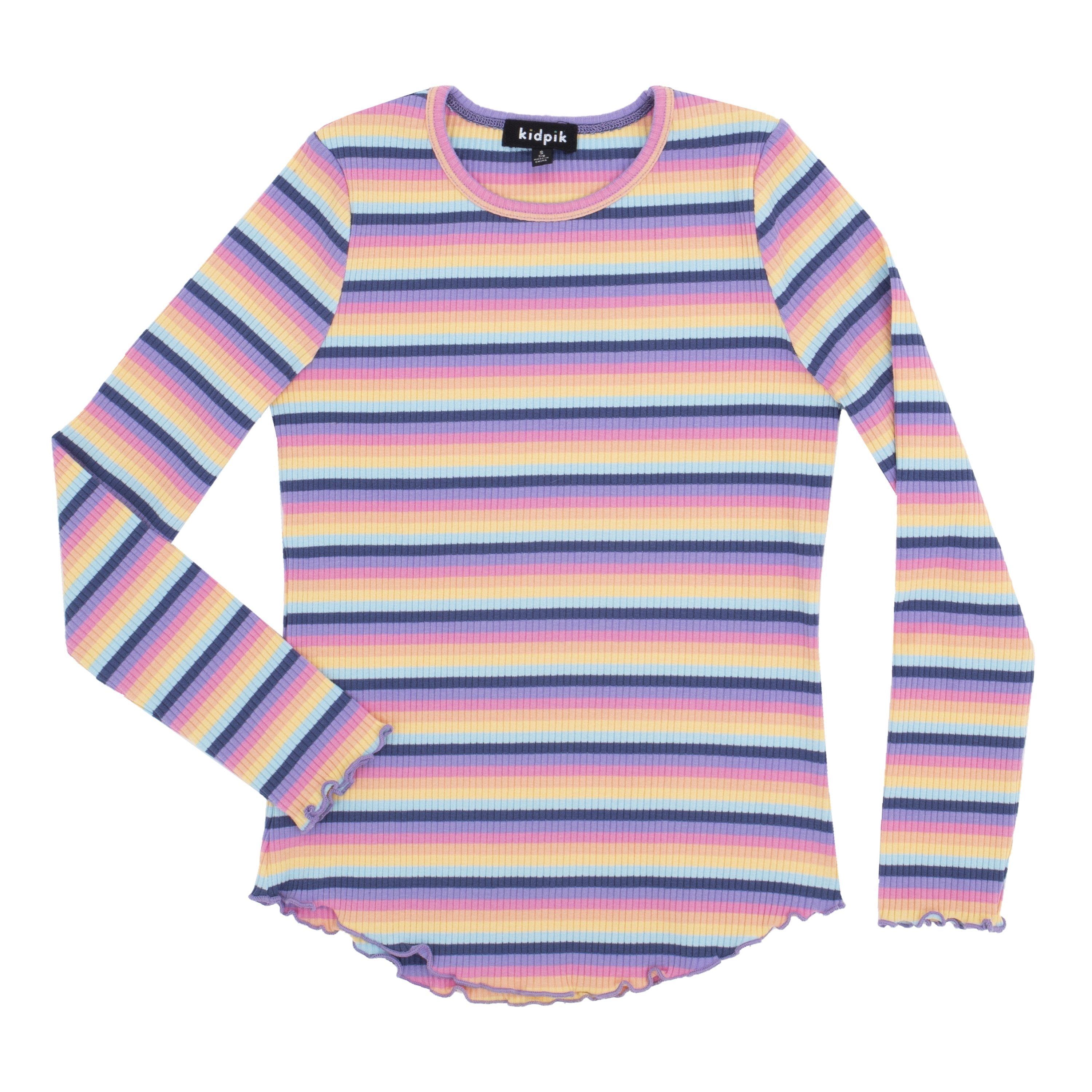forhåndsvisning Arashigaoka Wedge KIDPIK Girls Long Sleeve Multi Stripe T-Shirt, Size: 2T - XXL (16) -  Walmart.com