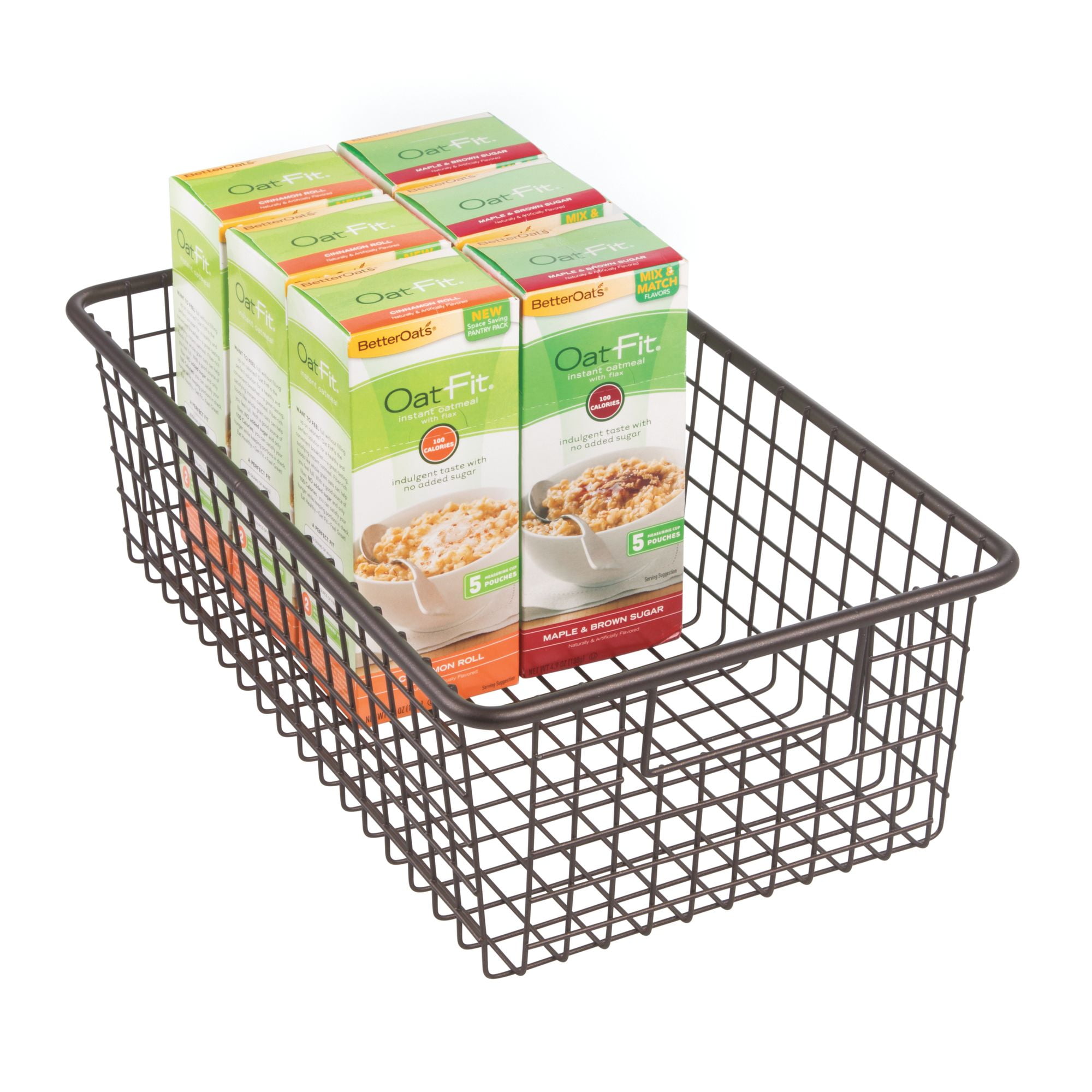 mDesign Modern Metal Wire Kitchen Basket with Handles, 16.25" Long