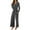 Grey, variant on Plus Size Jumpsuit Dressy Wedding Petite Solid Colored Collarless Long Sleeve Cinching Pencil Pant Suit with Pockets and Waist Belt Flared Jumpsuit Denim Long Sleeve Romper Dress Holiday