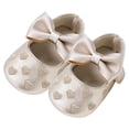 thumbnail image 1 of BRIGHTFUFU 1 par de zapatos para bebés y niños pequeños, patrón de corazón, zapatos de bebé con lazo bordado, Bowknot Prewalker (dorado, 12 cm de longitud 5US 4UK 20.5EU 4.716 pulgadas), 1 of 7