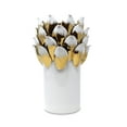 thumbnail image 2 of HomeRoots 569277 10 in. White Leaf Tulip Porcelain Table Vase with Sculptural Details, 2 of 4