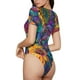 thumbnail image 2 of Balery Psychedelic Sunflowers Body de cuello redondo de manga corta para mujer Tops de manga corta Tops básicos-Medium, 2 of 7
