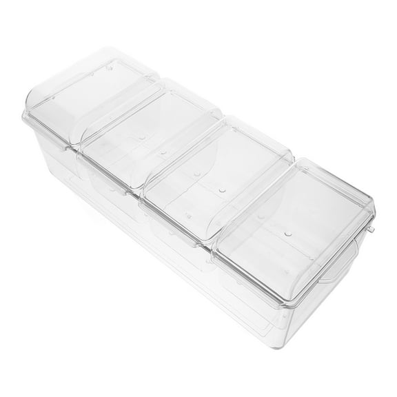 Hemoton Clear Condiment Server Organizer On Ice With Containers And Lid Plastic Box Tray Chilled Caddie Dispenser Party Garnish Holder Tray For Mimosa Taco Salad