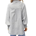 thumbnail image 3 of Women'S Striped Button Down Shirt Smocked Cuffed Boyfriend Blouse Ruffle Sleeve Casual Tunic Tops with Pockets Gray Stripes XXL, 3 of 7