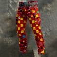 thumbnail image 5 of XIAONU Mens Polka Dot Check Print Pants Relaxed Full Length Belted Trousers Breathable Casual Street Bottoms, 5 of 5