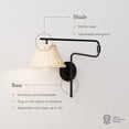 thumbnail image 3 of Nathan James Kai Bohemian Plug-in Wall Sconce, Wall Mounted Bedside Reading Lamp with Rattan Shade, Matte Black Finish, 3 of 8