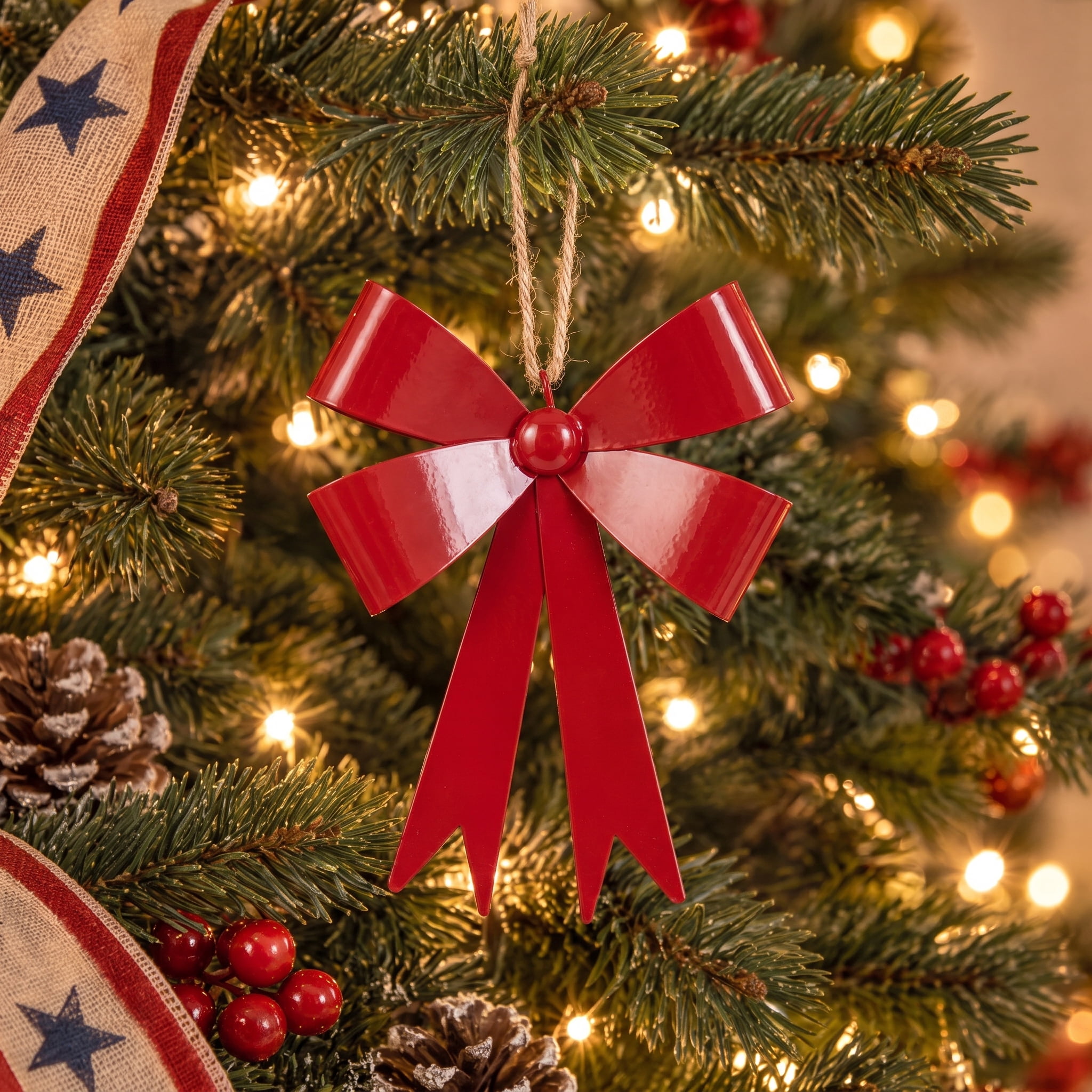 Red Metal Bow Christmas Ornament, 8", by Holiday Time