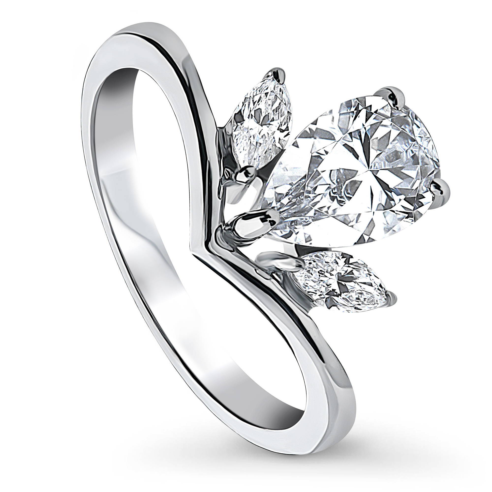 Red /& White Rhodium and Zirconium flower ring