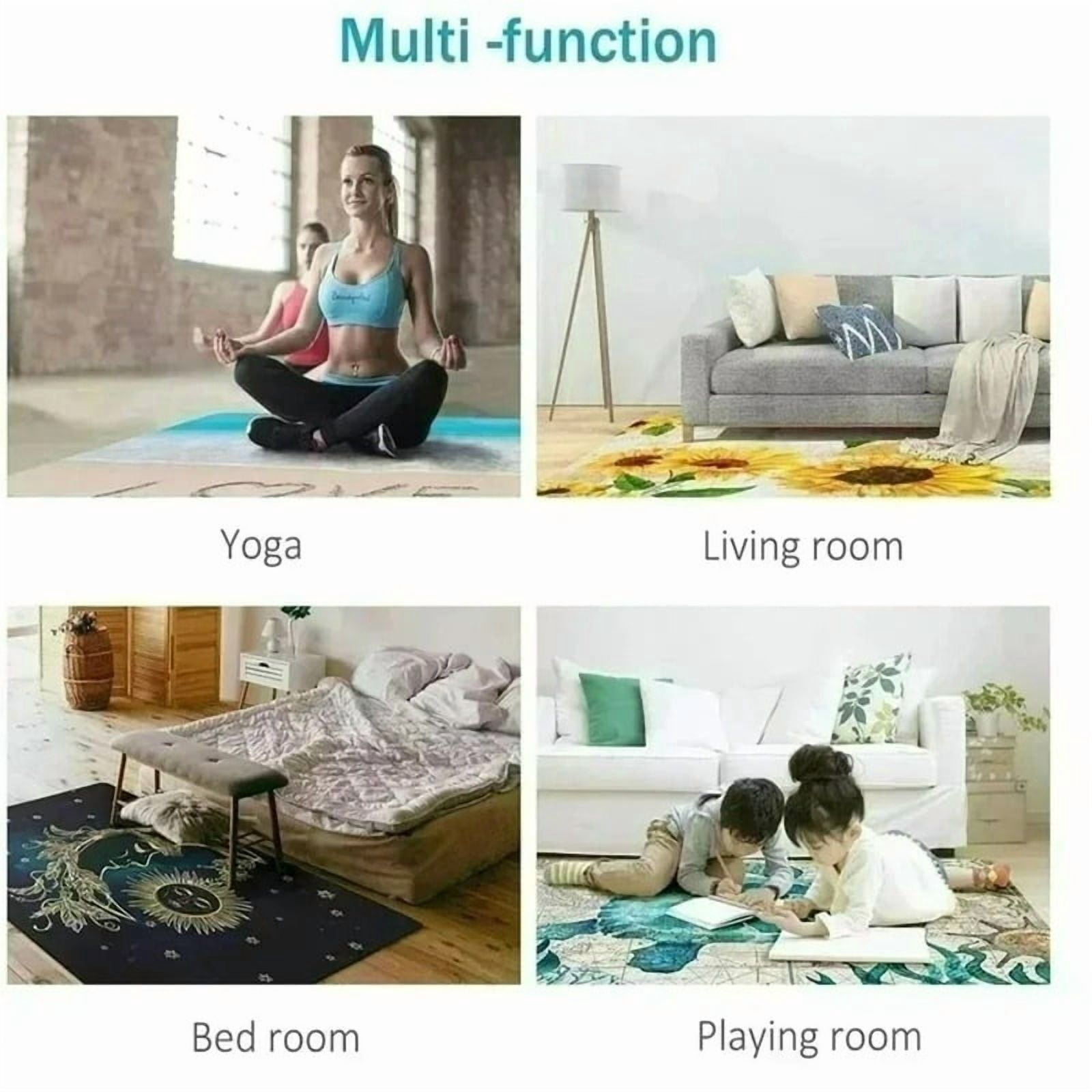 Natural Jute Woven Round Soft Area Rug Washable Non-Slip Indoor Floor Mat for Rustic Boho Bedroom Living Room Home Decor