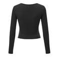 thumbnail image 3 of Made by Johnny Women's Deep V Neck Long Sleeve Cross Wrap Fitted Crop Top S BLACK, 3 of 6