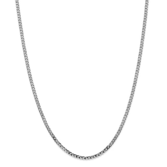 14K White Gold 2.9mm Flat Beveled Curb Chain