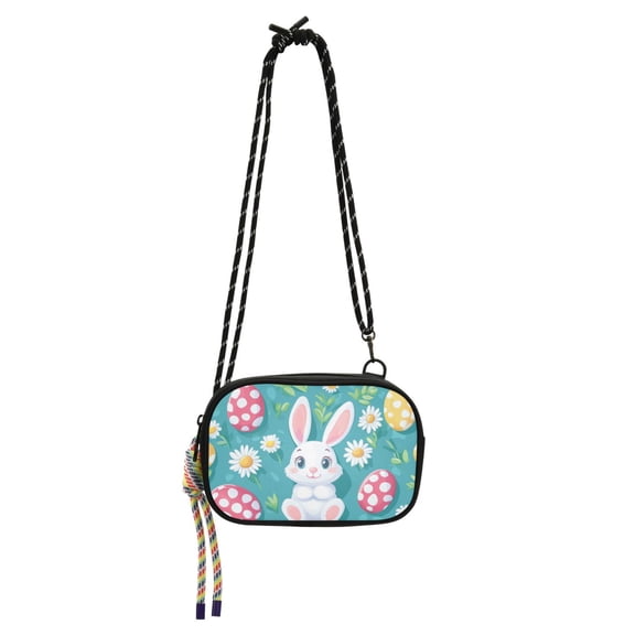 FORMRS Mini Crossbody Bag for Women Adjustable Rope Shoulder Casual Phone Purse, Cartoon Easter Bunny