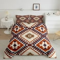 thumbnail image 2 of jejeloiu Southwestern Aztec Geometric Full Size Comforter Sets,Rustic Western Boho Bedding Comforter Set,Orange Beige Triangle Rhombus Bedding Sets For Teens,Ultra Soft Home Decor Reversible,3pcs, 2 of 8