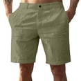 thumbnail image 2 of Cotton Linen Shorts for Men Summer Casual Lightweight Wide Straight Leg Relaxed Fit Beach Shorts with Pockets, 2 of 6