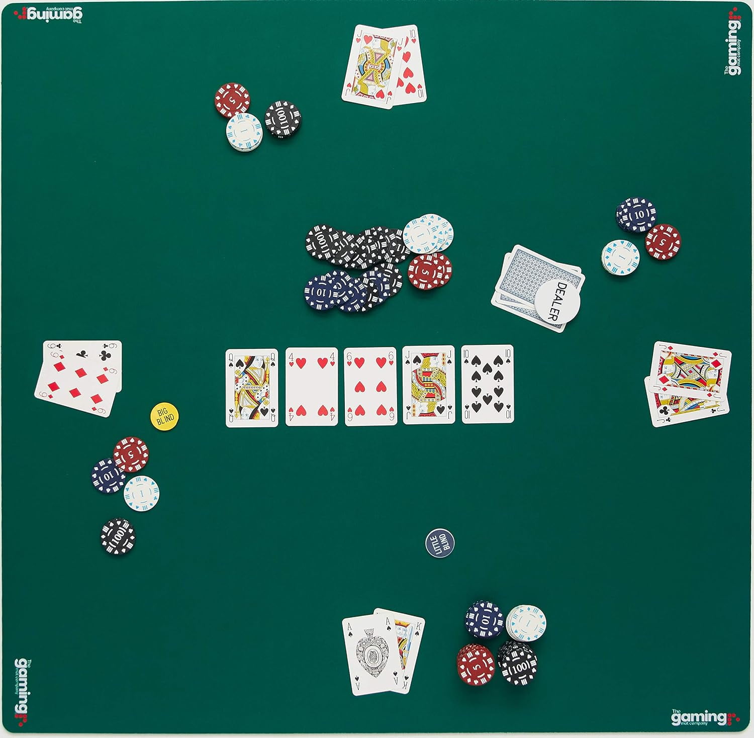 GMC Deluxe Heavyweight Game Mat - Anti Slip Noise Reduction Rubber Playmat - Mahjong, Dominoes & Poker Card Gaming Mat - Waterproof Gaming Tabletop Cover (33 X 33 Inches) - Green