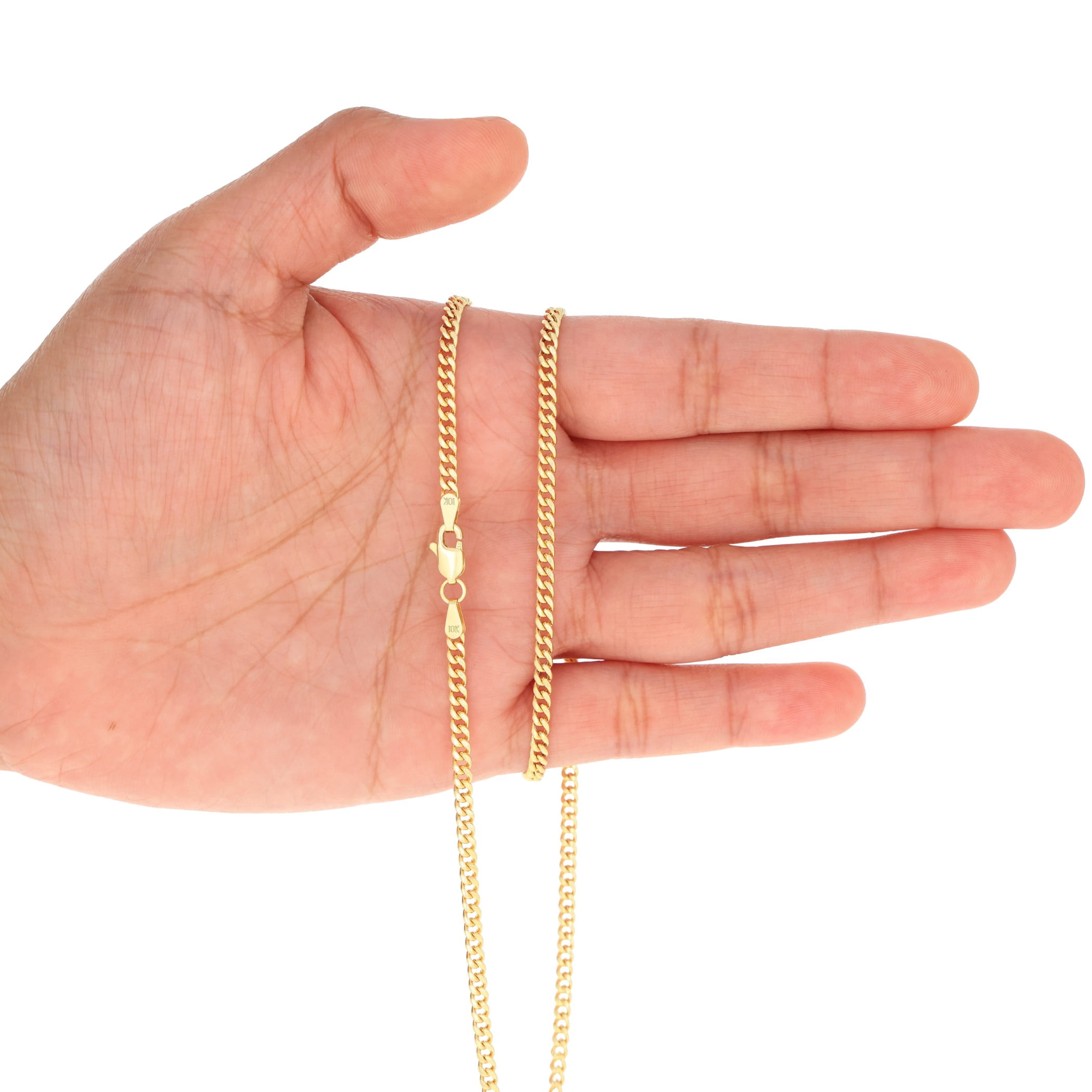 Nuragold 10k Real Yellow Gold Miami Cuban Lightweight Link 3mm Chain Necklace (16"-30") Italian Jewelry for Men & Women