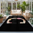 Black Letter C Flower 2.7x5ft Non Slip Area Rug Watercolor Alphabet C ...