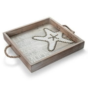 Elements 14-inch Sea Star and Sentiment Wood Tray with Handles