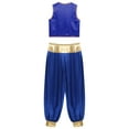 thumbnail image 4 of XUNZOO Men's Arabian Prince Costume Street Rat Stain Open Front Vest with Lantern Pants Royal Blue&Royal Blue S, 4 of 6