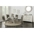 thumbnail image 2 of Traditional Formal Round Dining Table 4x Side Chairs Tufted Back Seats Upholstered Kitchen 5pc Set Silver Dining Room Furniture, 2 of 8