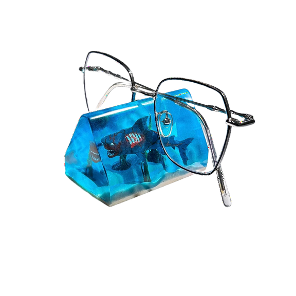 Hip & Chic Handcrafted 3D Zombie Shark Glasses Holder Stand - Sunglasses Display for Desktop Accessory